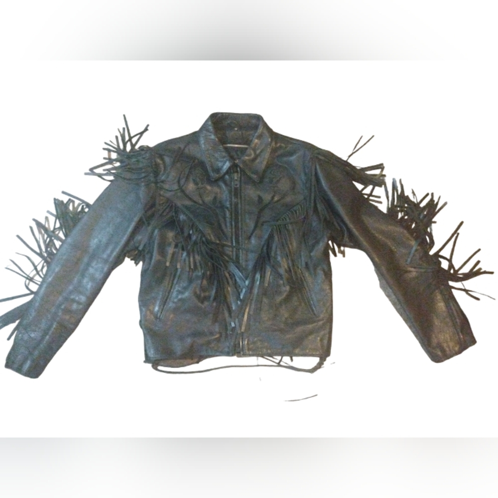 Vintage Wilson's Thinsulate Women's Leather Fringe Rose Design Biker Jacket